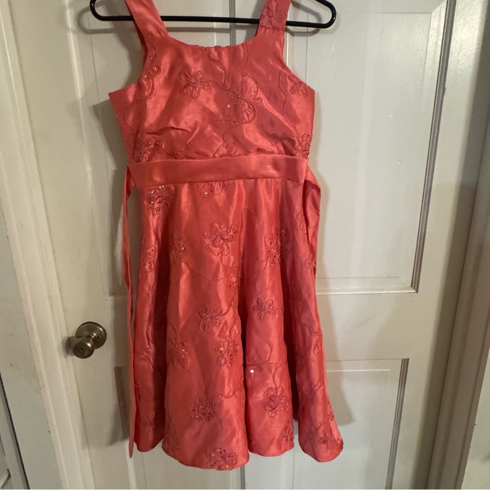 Charming Coral Floral Kids Dress